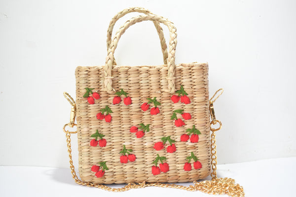Cherry embroidery sling bag